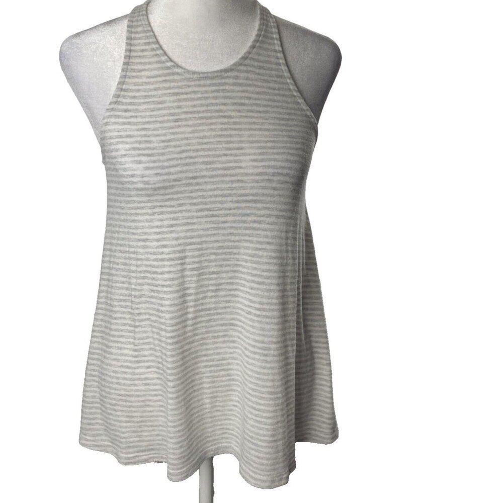 ATHLETA Women Racerback Tank Top Sz XXS Gray Striped Athleisure Gym H-37